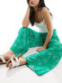 Glamorous wide leg trousers in green scribble floral