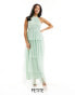 Vila Petite Bridesmaid halterneck tulle midi dress with tiered skirt in mint green