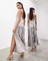 ASOS EDITION strappy cami panelled maxi dress in metallic silver