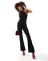 In The Style bengaline side split flared leg trousers co-ord in black