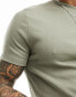 ASOS DESIGN essential muscle fit rib t-shirt in khaki