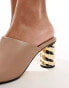 & Other Stories leather mules with gold heel in beige