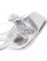 Simmi London Wide Fit Ashleigh clear mid heeled mules with embellished bow in silver