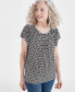 Women's Printed Pleated Scoop-Neck Top, Created for Macy's