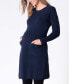 Women's Knitted Maternity Nursing Dress with Pockets