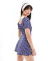 Wednesday's Girl gingham bardot detail playsuit in blue