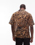 Topman short sleeve leopard print shirt in brown