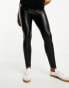 Threadbare Maternity faux leather seam detail leggings in black