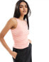 Vero Moda slinky tank top with ruching in peach