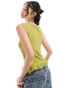 COLLUSION slash neck tank top with ruffle hem in lime