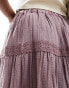 Miss Selfridge laundered lace insert prairie maxi skirt in washed lilac