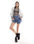 Weekday Eya high waisted denim shorts in 90's blue