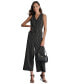 Women's V-Neck Pinstripe Sleeveless Jumpsuit