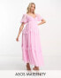 ASOS DESIGN Maternity open back lace insert dobby maxi tea dress in light pink