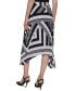 Women's Printed Pleated Pull-On Asymmetrical-Hem Midi Skirt