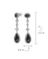 Black Cubic Zirconia Halo Long Pear Solitaire Teardrop CZ Statement Dangle Chandelier Earrings Pageant Party