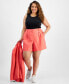 Trendy Plus Solid Linen-Blend Pleated Woven Shorts, Created for Macy's