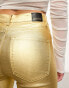 Stradivarius coated high waist jean in gold