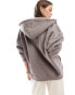 Tala oversized zip through hoodie in brown