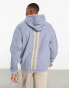 ASOS Dark Future oversized hoodie in polar fleece with logo and taping stripe detail in stone blue