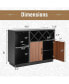 Industrial Sideboard Cabinet with Removable Wine Rack and Glass Holder