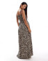 ONLY bow detail smock maxi dress in leopard print