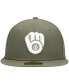 Men's Olive Milwaukee Brewers Logo White 59Fifty Fitted Hat