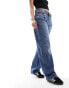 Mango straight leg jeans with pintuck detail in blue