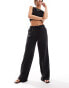 Pimkie drawstring wide leg trousers in black