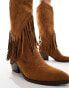 Glamorous Wide Fit knee western boots in off white