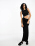 ASOS DESIGN slinky cut out maxi dress with contrast binding in black