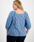 Plus Size Millies Square-Neck 3/4-Sleeve Top, Created for Macy's