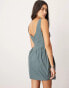 ASOS EDITION structured ruched bust corset detail mini dress in slate blue