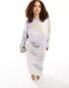 ASOS EDITION curve all over sequin long sleeve maxi dress in pastel abstract print