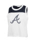 Women's White/Navy Atlanta Braves Plus Size Waist Length Muscle Tank Top