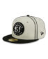 Men's Cream, Black Brooklyn Nets Piping 2-Tone 59FIFTY Fitted Hat