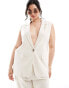 ONLY Curve linen blend sleeveless tailored vest co-ord in cream