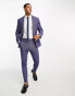 ASOS DESIGN wedding super skinny wool mix suit trousers in dark blue puppytooth