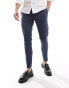 ASOS DESIGN wedding super skinny suit trousers in dark blue micro texture