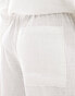 ASOS DESIGN Petite pull on trouser with linen in white