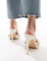 Public Desire Sable Wide Fit heeled mules with applique flowers in cream