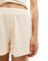 ASOS DESIGN textured boxer shorts co ord in ecru