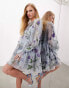 ASOS EDITION mini smock dress in organza with embroidered meadow floral in blue