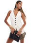 River Island fitted longline waistcoat in cream