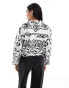 YAS cropped long sleeve shirt in white with garden print - WHITE