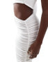 In The Style exclusive slinky cut out one shoulder maxi dress in white