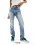 Stradivarius STR Petite comfort fit straight leg jean in mid blue