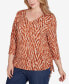 Plus Size Spice It Up Printed 3/4 Sleeve Top