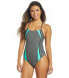 Speedo Women's 249255 Grey Heathered Flip Back One-Piece Swimsuit Size 28