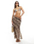 Candypants zebra print low rise maxi beach skirt in brown